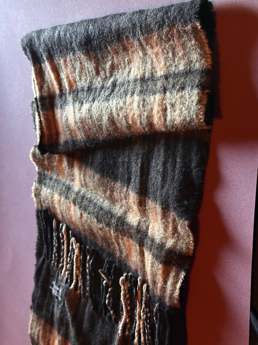Vintage WEST GERMANY 100% Camel Hair Plaid Scarf - bundle 2 for 20% off